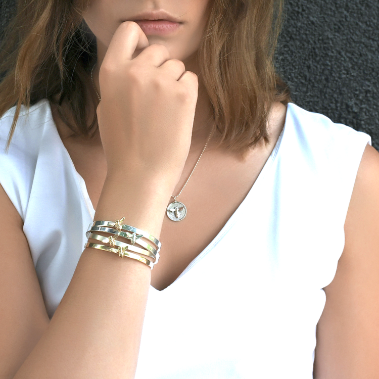 CFJ Bees 14k Gold Tiny Bee Medallion Pendant