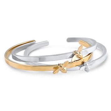 CFJ Bees Thin Tiny Bee Sterling  Cuff