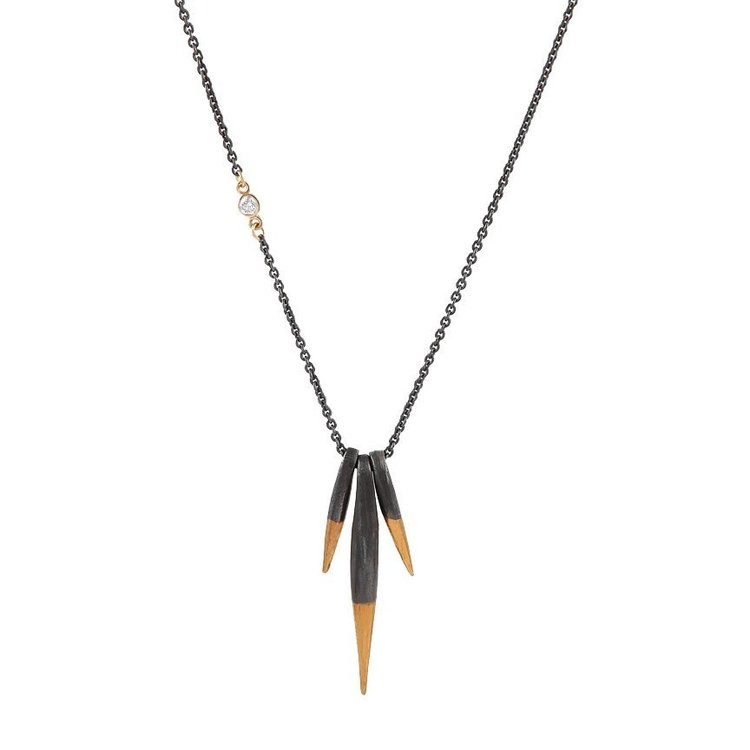 CFJ Fusion Triple Quill with Diamond Pendent Necklace