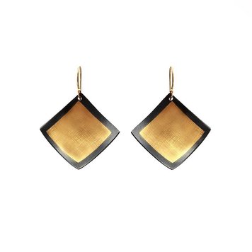 CFJ Fusion Gold and Oxidized Silver Marquis Earrings - 26mm