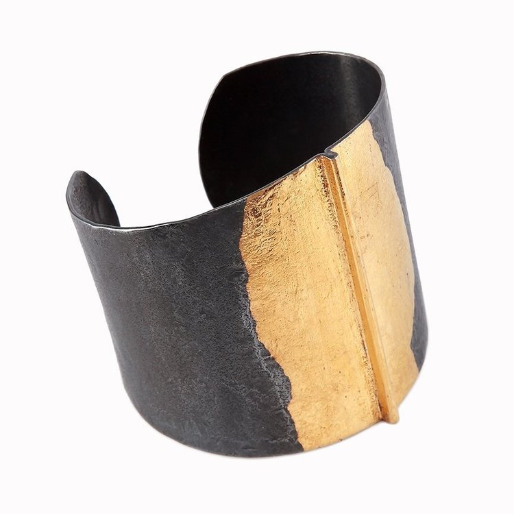CFJ Fusion Gold and Oxidized Silver Vertical Wonder Woman Cuff