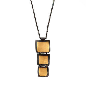 CFJ Fusion Gold and Oxidized Silver Graduated Pendant Necklace