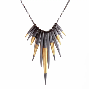 CFJ Fusion Fusion Gold and Oxidized Silver Cluster Quill Necklace