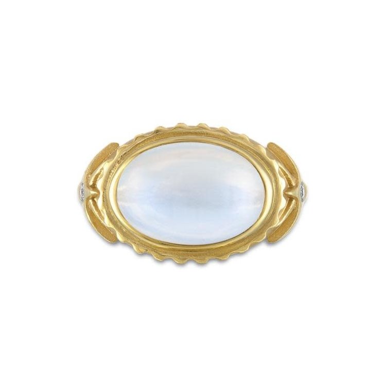Pamela Zamore / Gold Moonstone and Star Diamond Ring