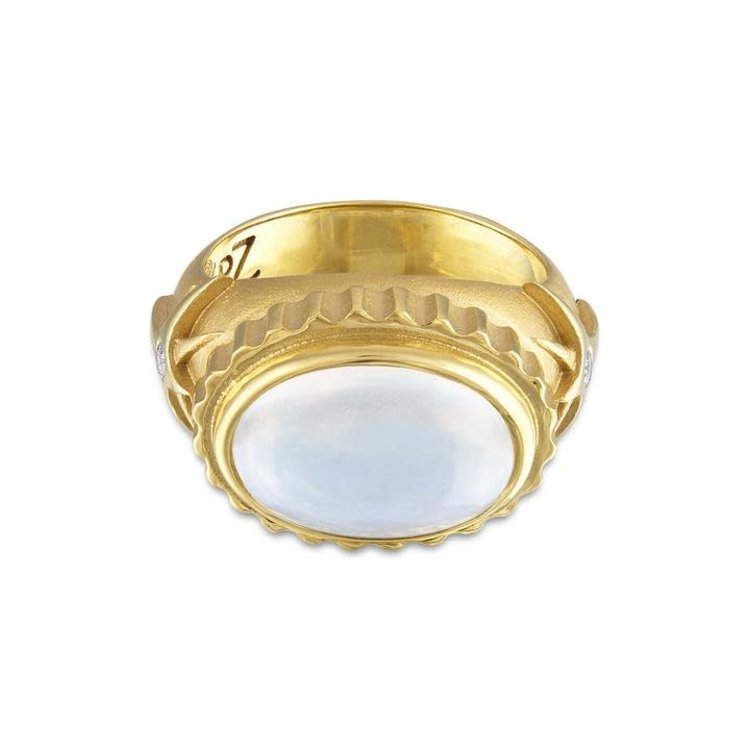 Pamela Zamore / Gold Moonstone and Star Diamond Ring