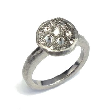 TAP Platinum Crater Ring with Inverted Diamonds