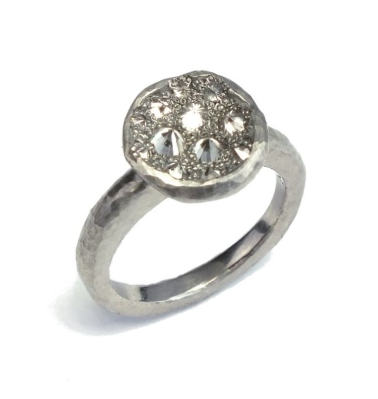 TAP Platinum Crater Ring with Inverted Diamonds