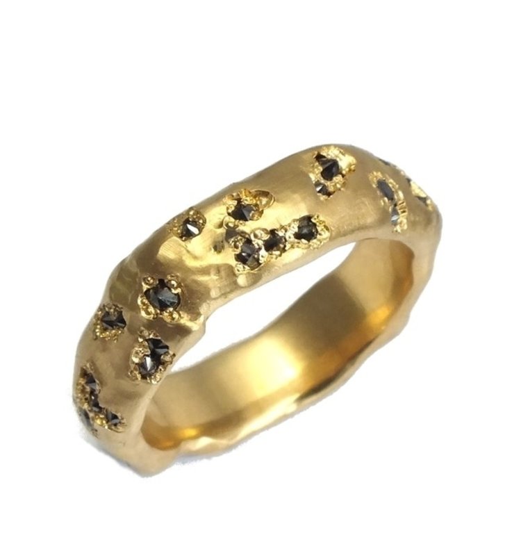 TAP Men's Chunky Gold and Black Diamond Band