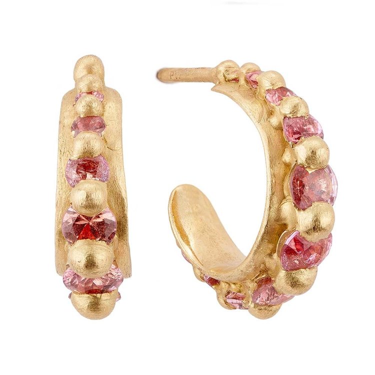 Polly  Wales Pink Sapphire Nova Hoop Earrings