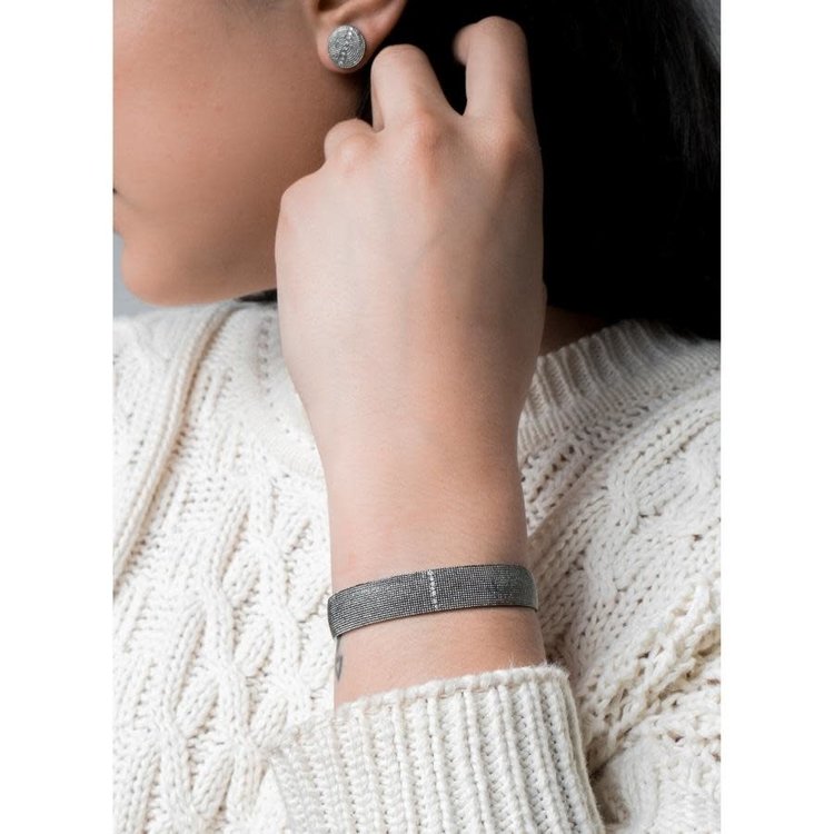 925SUNEERA Textured Bracelet with White Diamond Stripe