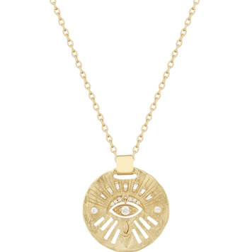Celine d'Aoust Gold Medal Dangling Eye Necklace