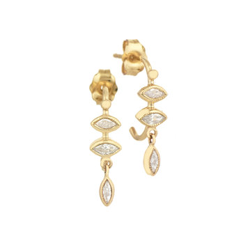 Celine d'Aoust Marquise Diamond Dangle Hoop Earrings Pair