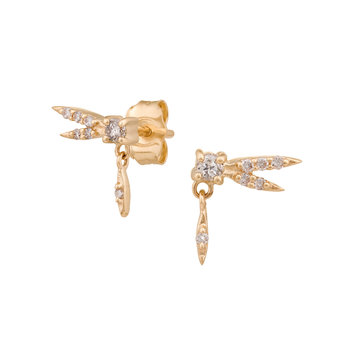 Celine d'Aoust Dragonfly Diamond Stud Earrings Pair