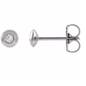 Elements by E79 White Gold Domed Bezel Diamond Single Stud