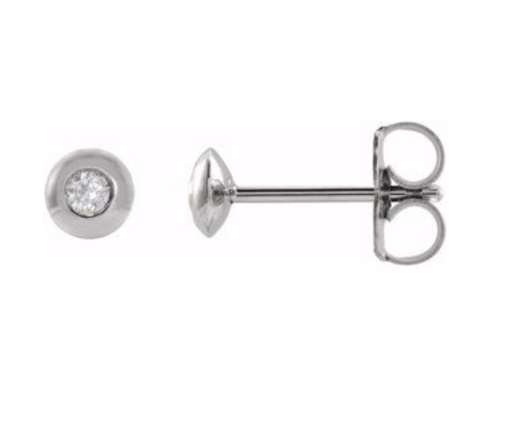 Elements by E79 White Gold Domed Bezel Diamond Single Stud