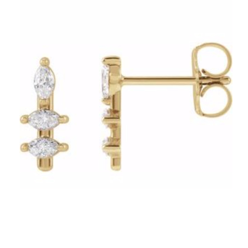 Elements by E79 Single Triple Marquise Stud Earring