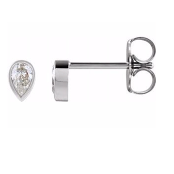 Elements by E79 Diamond Pear Micro Bezel Single Stud Earring