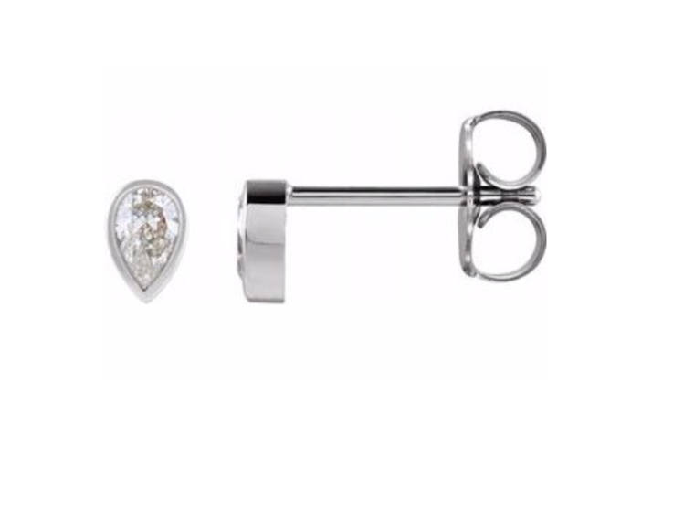 Elements by E79 Diamond Pear Micro Bezel Single Stud Earring
