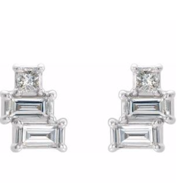 Elements by E79 14k White Gold Geometric Cluster Earring