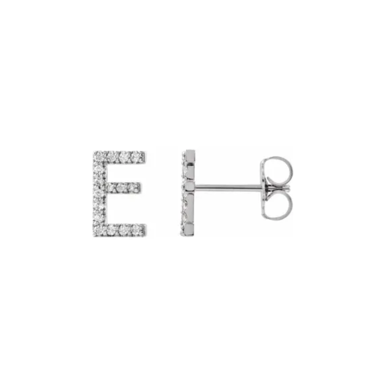 Elements by E79 Initial E Diamond Single Stud Earring