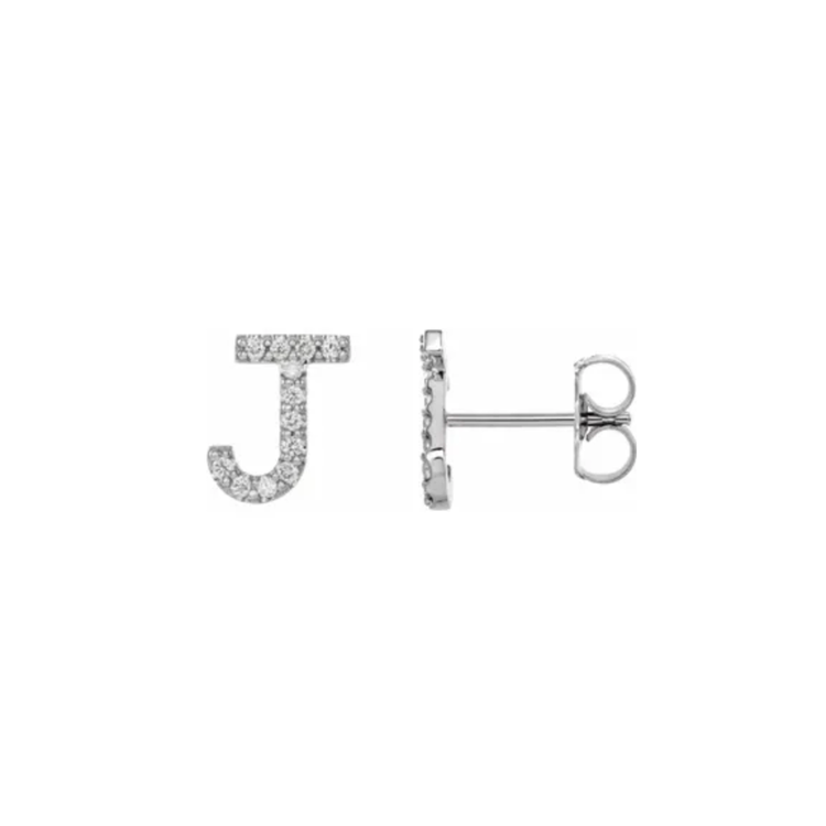Elements by E79 Initial J Diamond Single Stud Earring