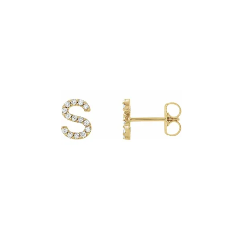 Elements by E79 Initial S Diamond Single Stud Earring