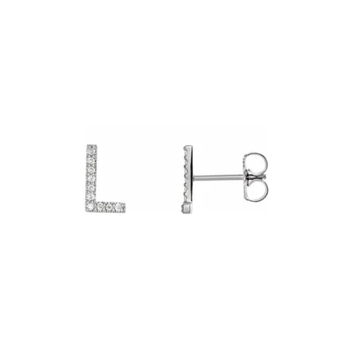 Elements by E79 Initial L Diamond Single Stud Earring