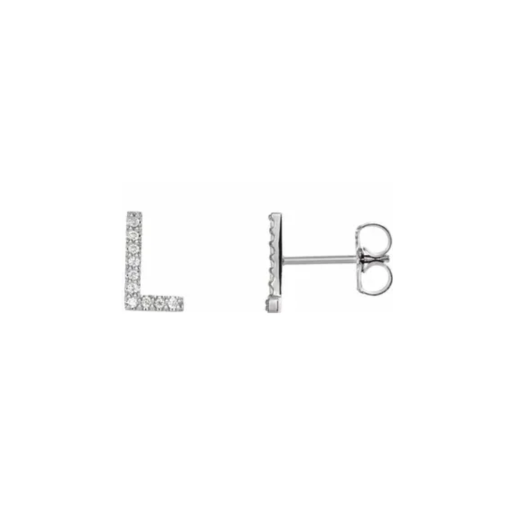 Elements by E79 Initial L Diamond Single Stud Earring
