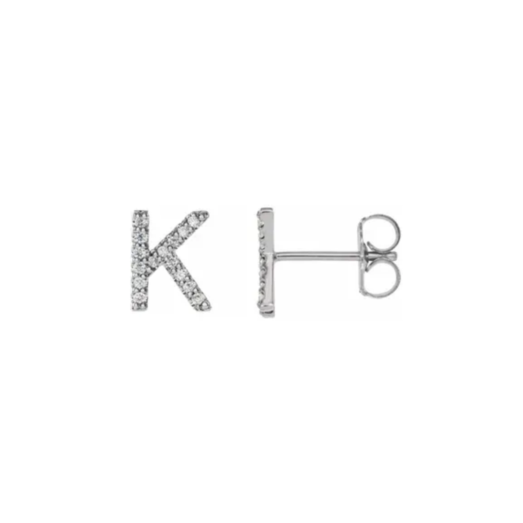Elements by E79 Initial K Diamond Single Stud Earring