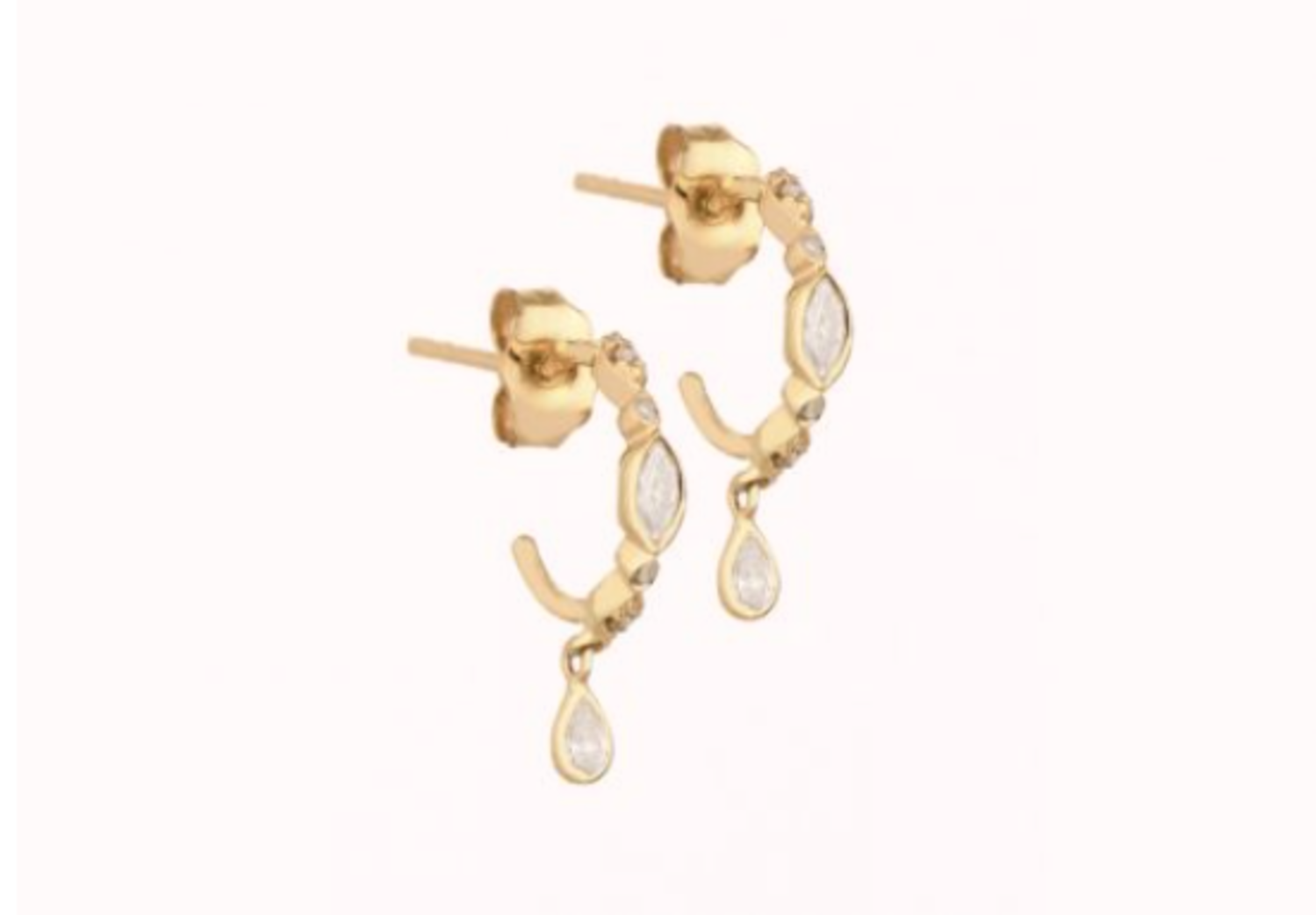 Diamond Drop Hoop Earrings (pair) - Element 79 Contemporary Jewelry
