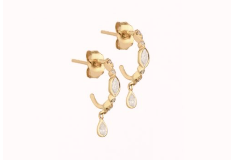 Celine d'Aoust Diamond Drop Hoop Earrings Pair