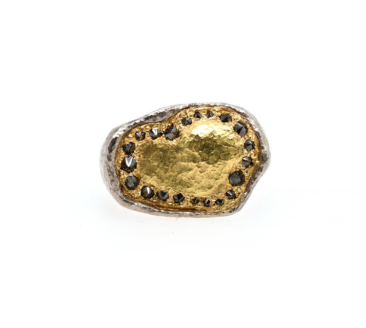 TAP 18k Yellow Gold Inverted Black Diamond Ring