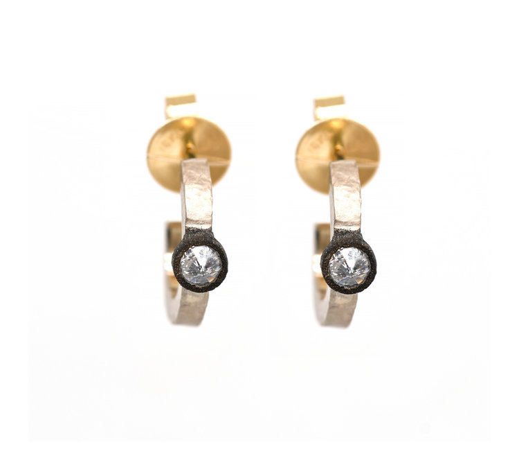 TAP Platinum Inverted Diamond Hoop Earrings