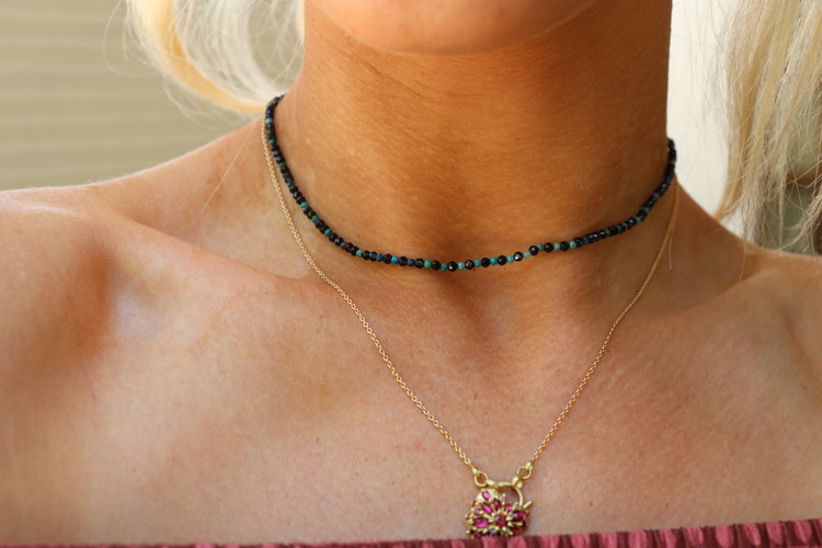 Lena Skadegard Black Spinel & Chrysoprase Necklace