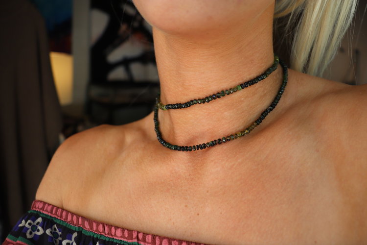 Lena Skadegard Chrome Diopside Beaded Necklace