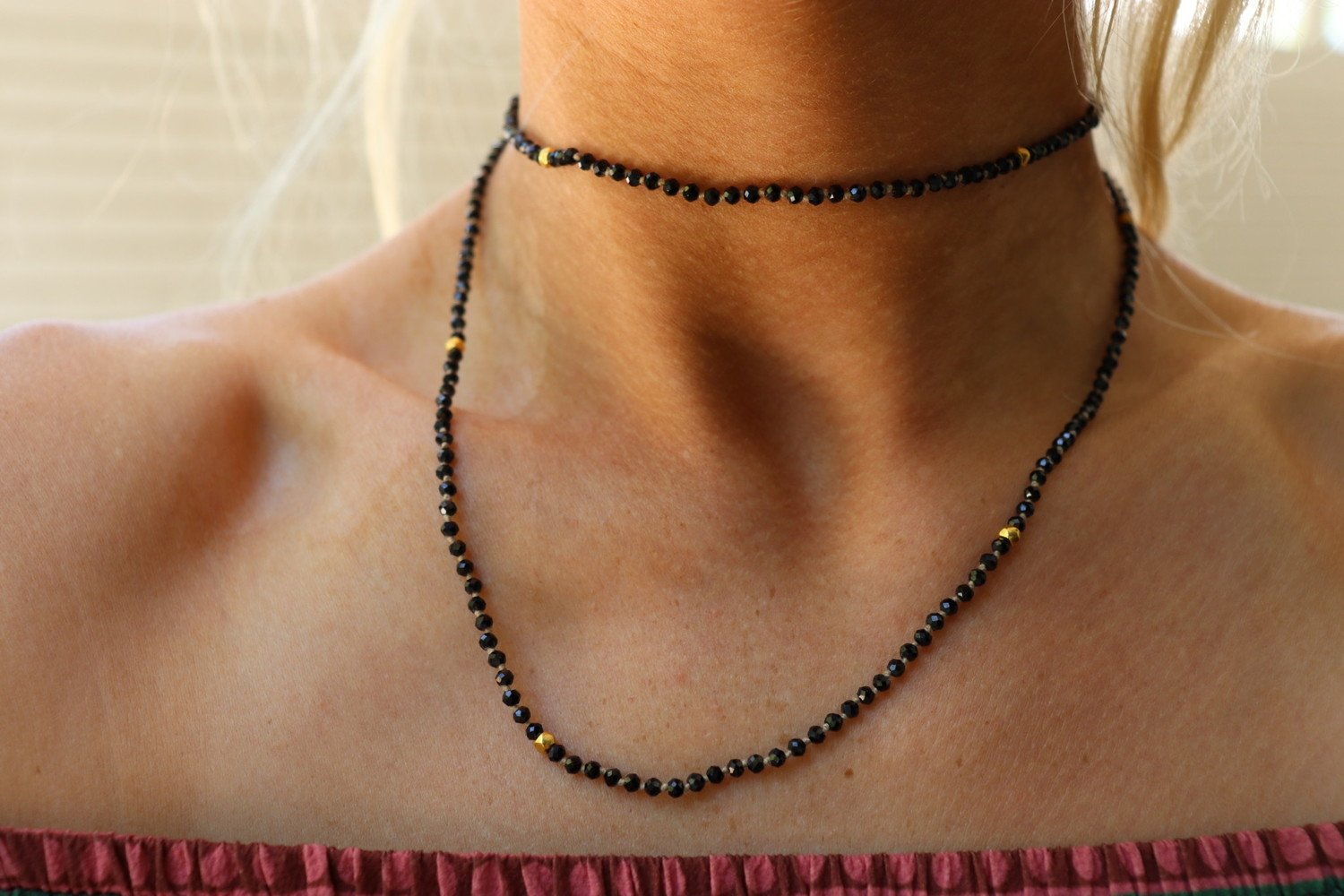 Black Spinel and Gold 35 Necklace - Element 79 Contemporary Jewelry