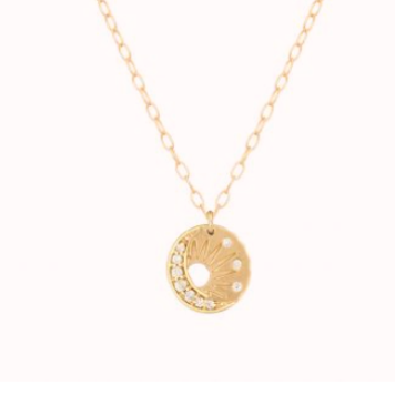 Celine d'Aoust Little Sun and Moon Medal Diamond Necklace