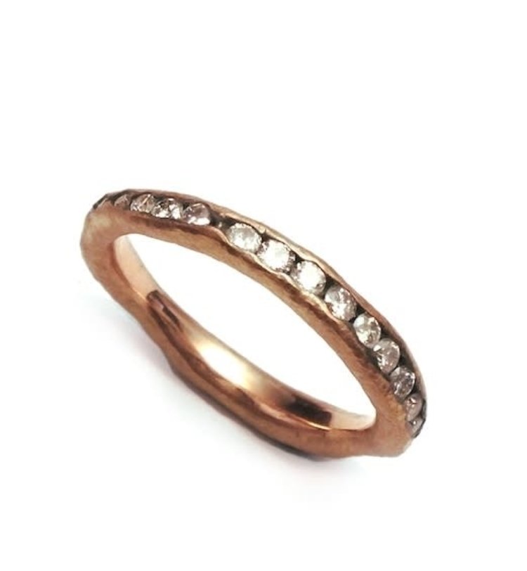 TAP Irregular Channel Set Diamond Band 18k Rose Gold