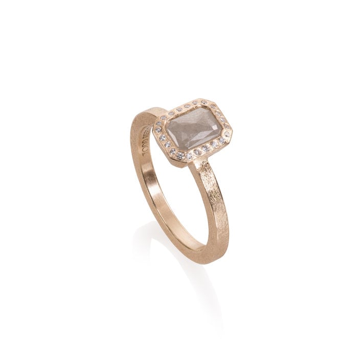 Men's Raw Diamond Cube and Palladium Ring - Element 79 Contemporary Jewelry