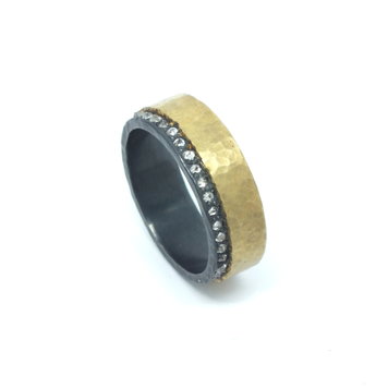 TAP Men's Oxidized Silver and 18k Yellow Gold Band