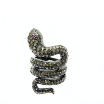 Pave Diamond Snake Ring