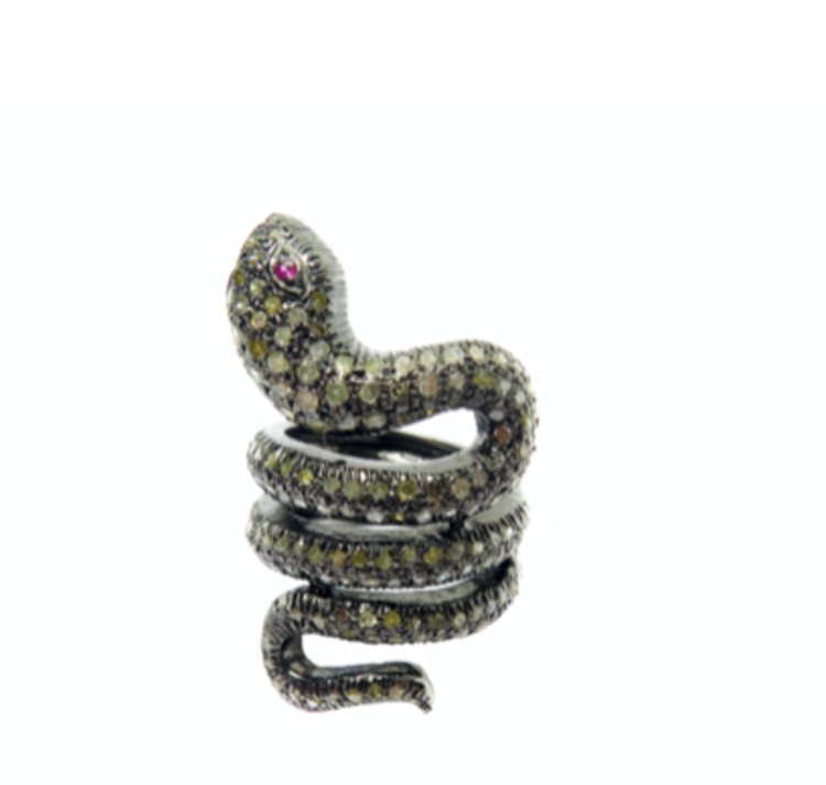 Pave Diamond Snake Ring