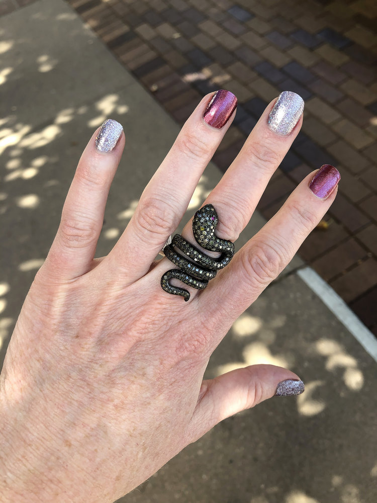 Pave Diamond Snake Ring