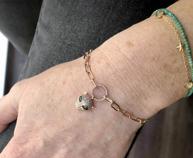 Rose Gold Pave Panther Bracelet