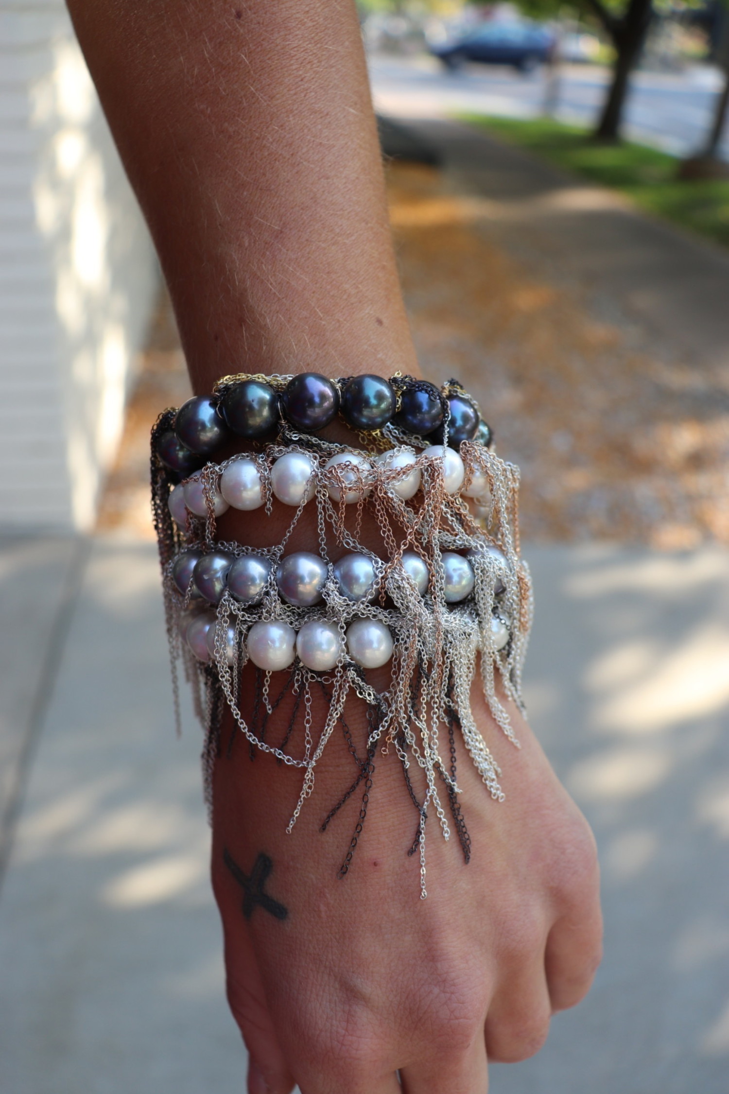 Silver with Silver Chain Fringe Bracelet