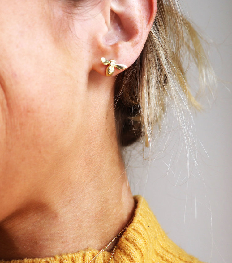 CFJ Bees Gold Tiny Bee Studs