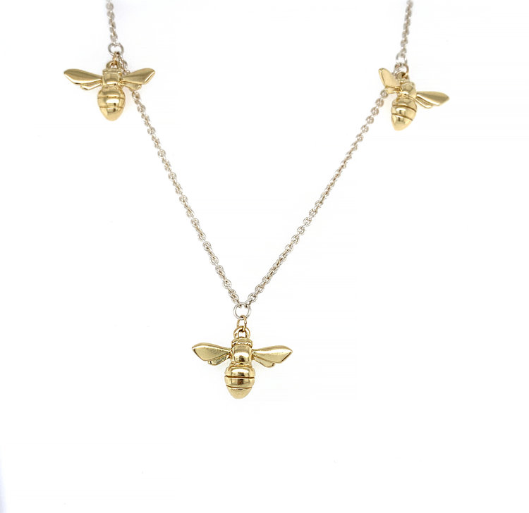 CFJ Bees Floating Bee Necklace 18" Mixed