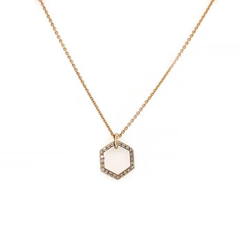 CFJ Bees Hexagon Pendant Necklace Pave