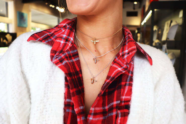 CFJ Bees Tiny Bee Pendant  Silver