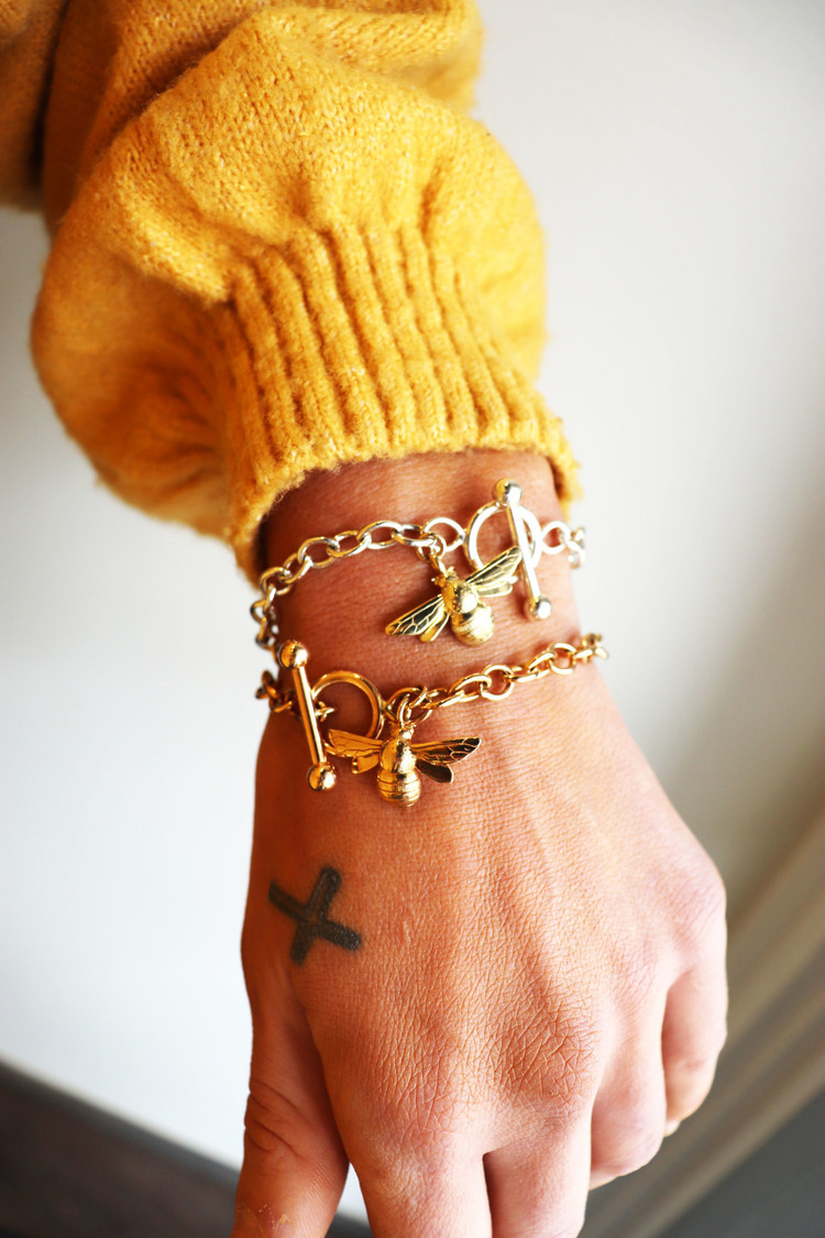 CFJ Bees Large Bombus Charm Bracelet